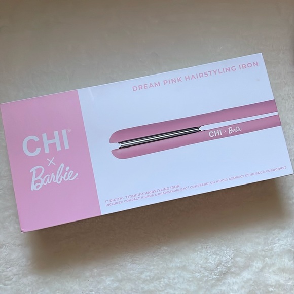 CHI Other - Chi x Barbie NIB dream pink hairstyling iron with compact mirror and bag